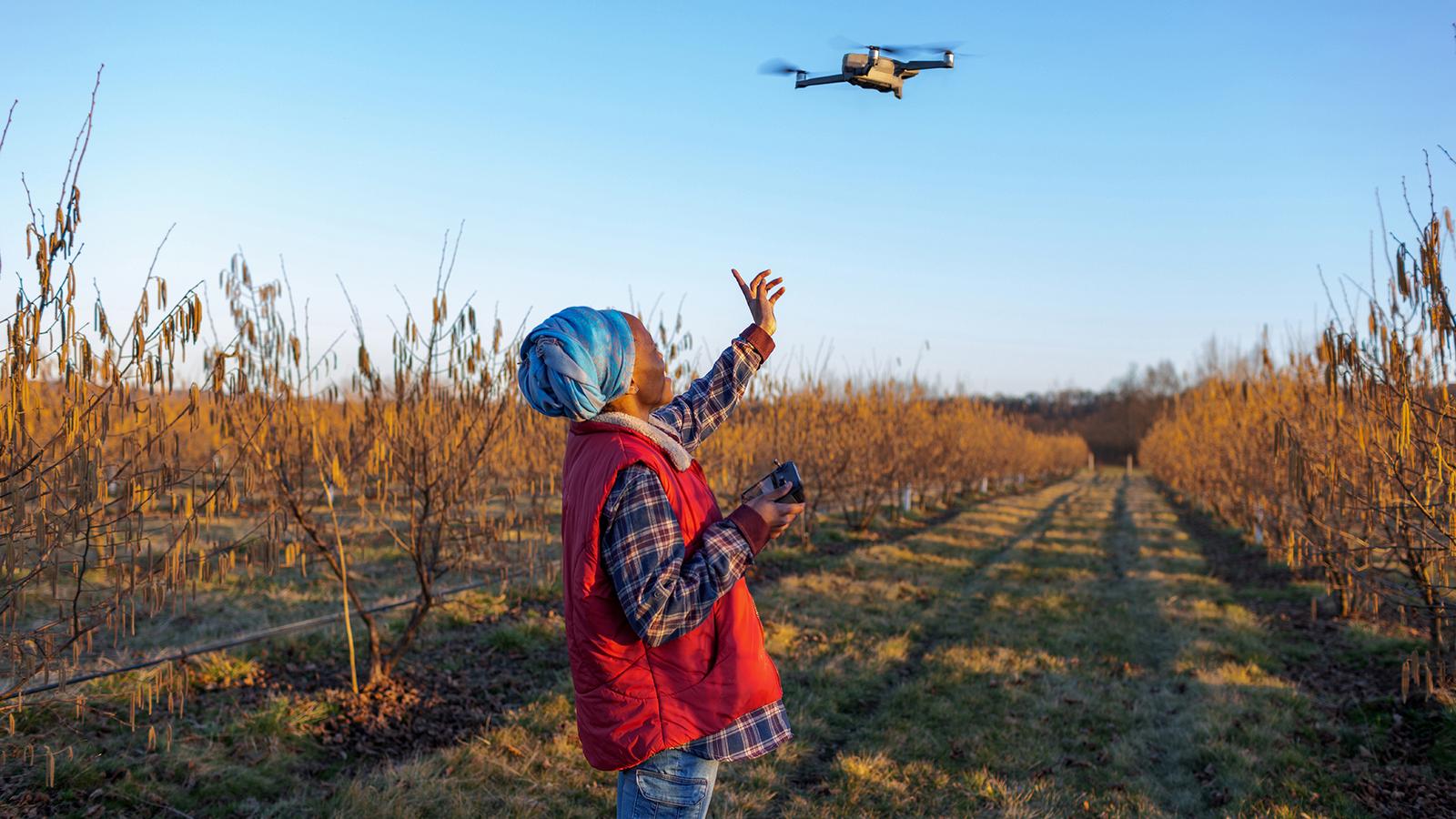 vodafone-farmers-research-female-farmer-drone