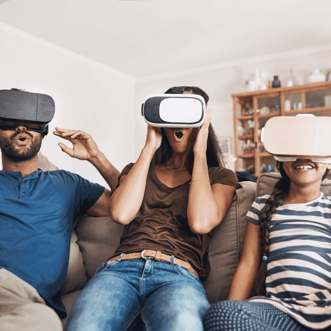 3 people using vr headset