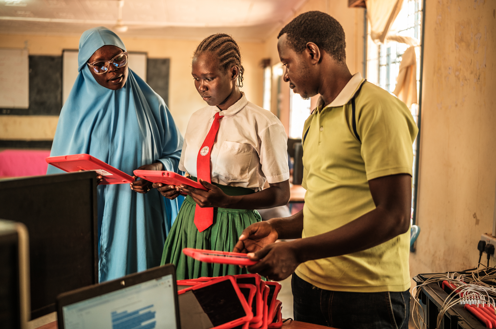 Image shows Akuol, left, a 20-year-old student from South Sudan, studies through Vodafone Foundation’s Instant Network Schools program at Greenlight Secondary School in Kakuma refugee camp, Kenya
Adapting digital development solutions to a +1.5°C world
Kenya- Sadia Abud and Akuol Thon- Credit UNHCR Brian Otieno