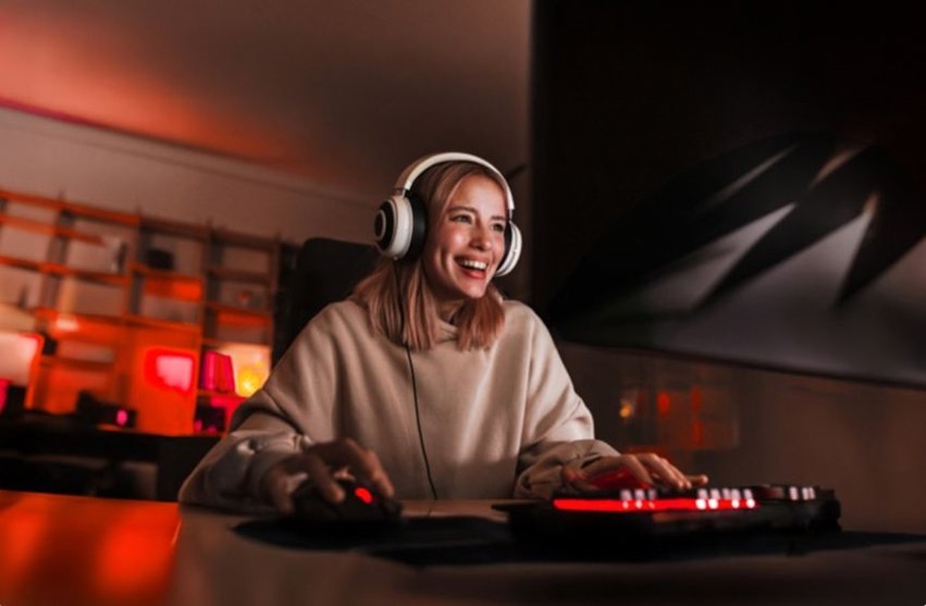 Women with headset