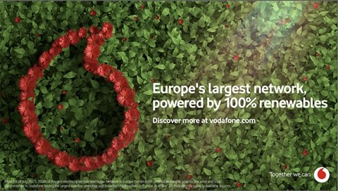 Vodafone’s European network 100% powered from renewables